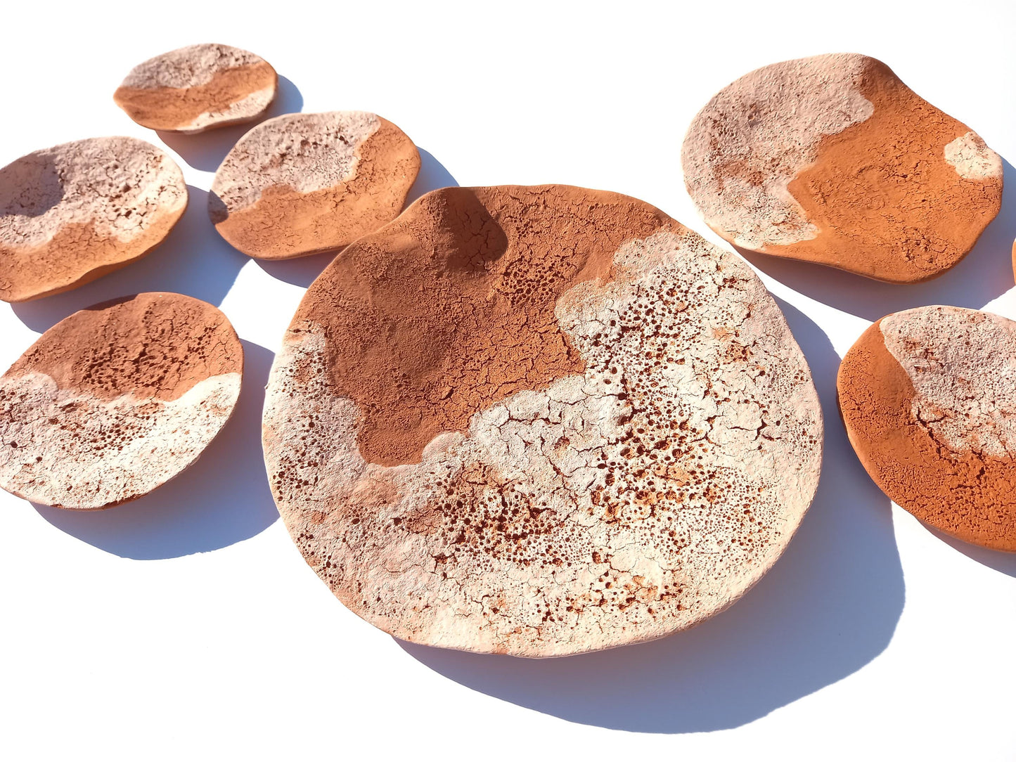 Beige & Terracotta Desert Wall Art Tiles: Handmade Ceramic Sculpture, Made to Order
