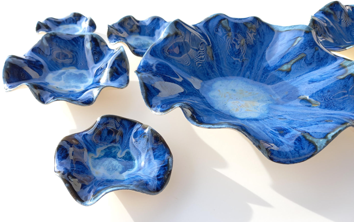 Large Blue Ceramic Wall Art - Fine Art Sculpture - Minimalist Installation - MADE TO ORDER