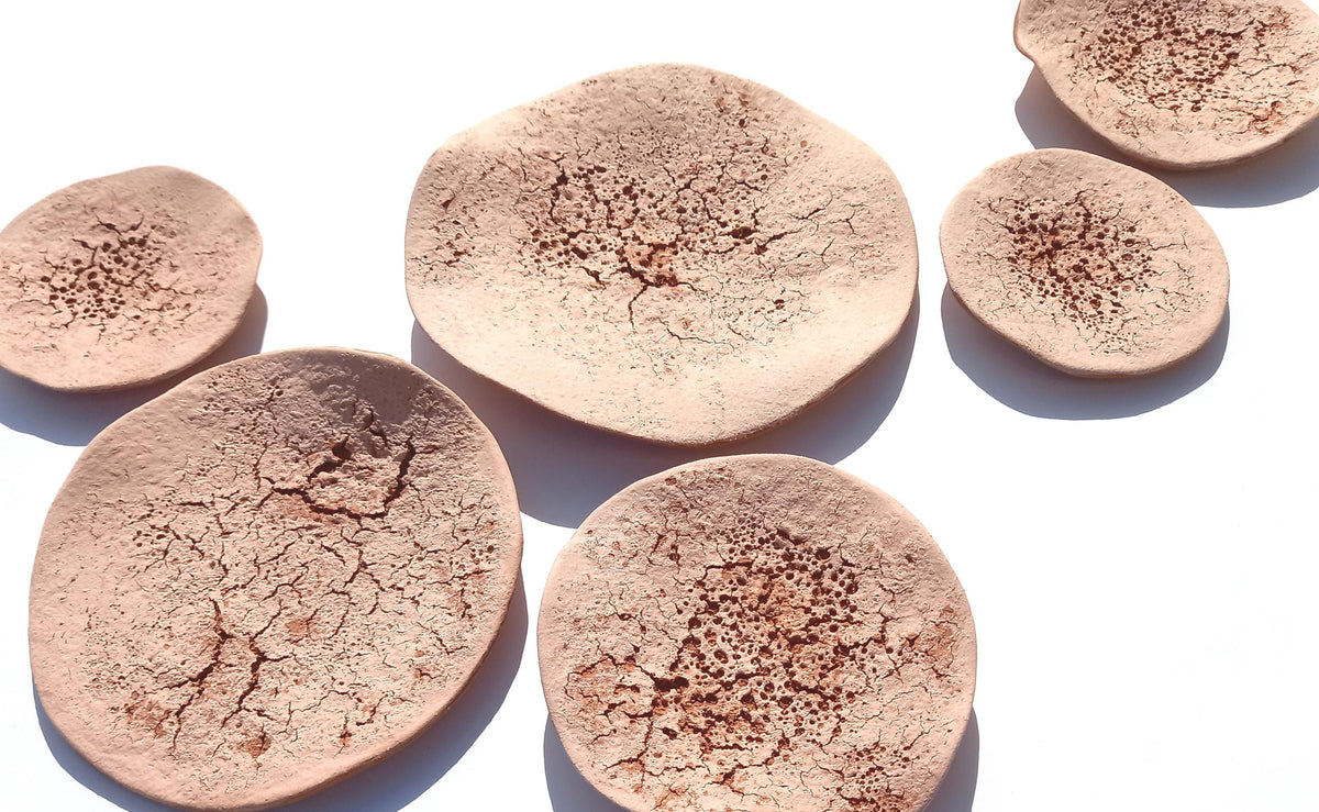 Beige Terracotta Wall Art Tiles: Handmade Desert Ceramic Sculpture, Made to Order