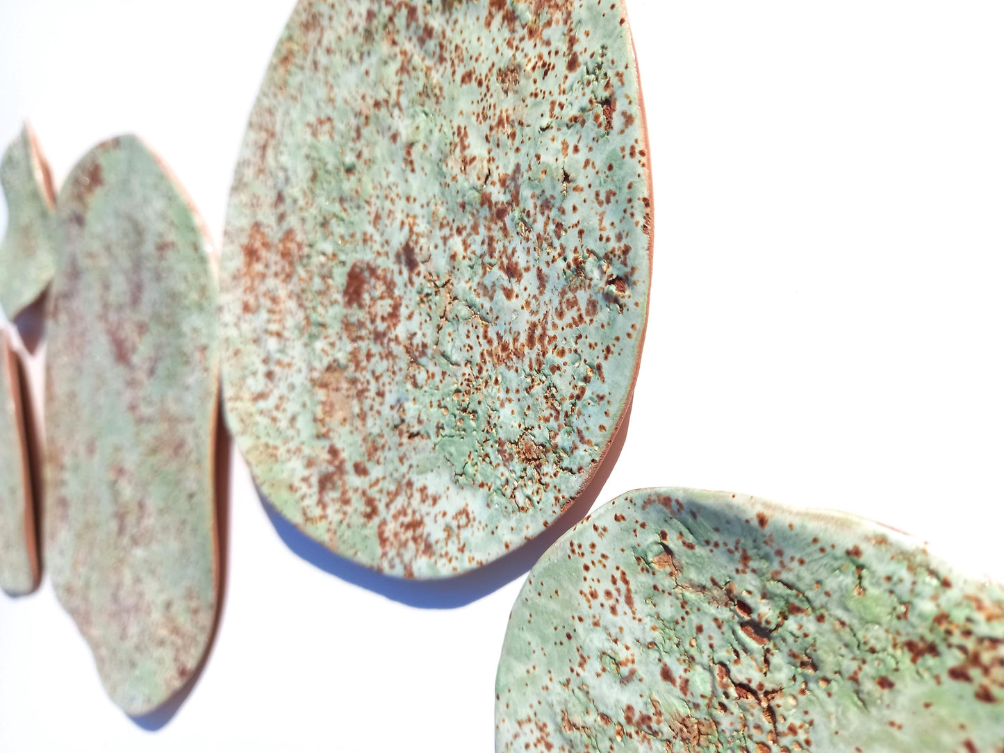 Light Green Terracotta Wall Art - Ceramic Wall Sculpture - Modern Decorative Tiles - Made to Order