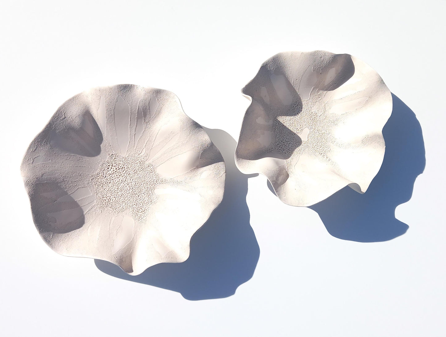 White Ceramic Flower Wall Art Tiles: Large Floral Wall Sculpture (Made to Order)