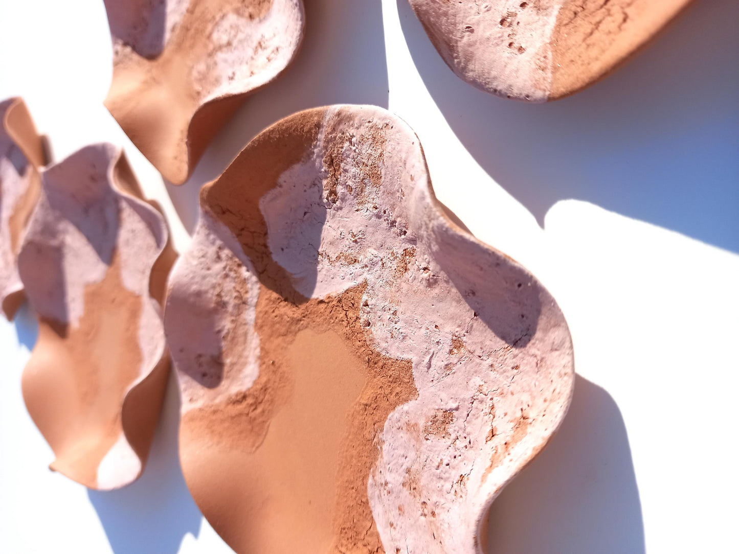 Terracotta Flower Tile Wall Art: Pink Blush Ceramic Sculpture, Made to Order