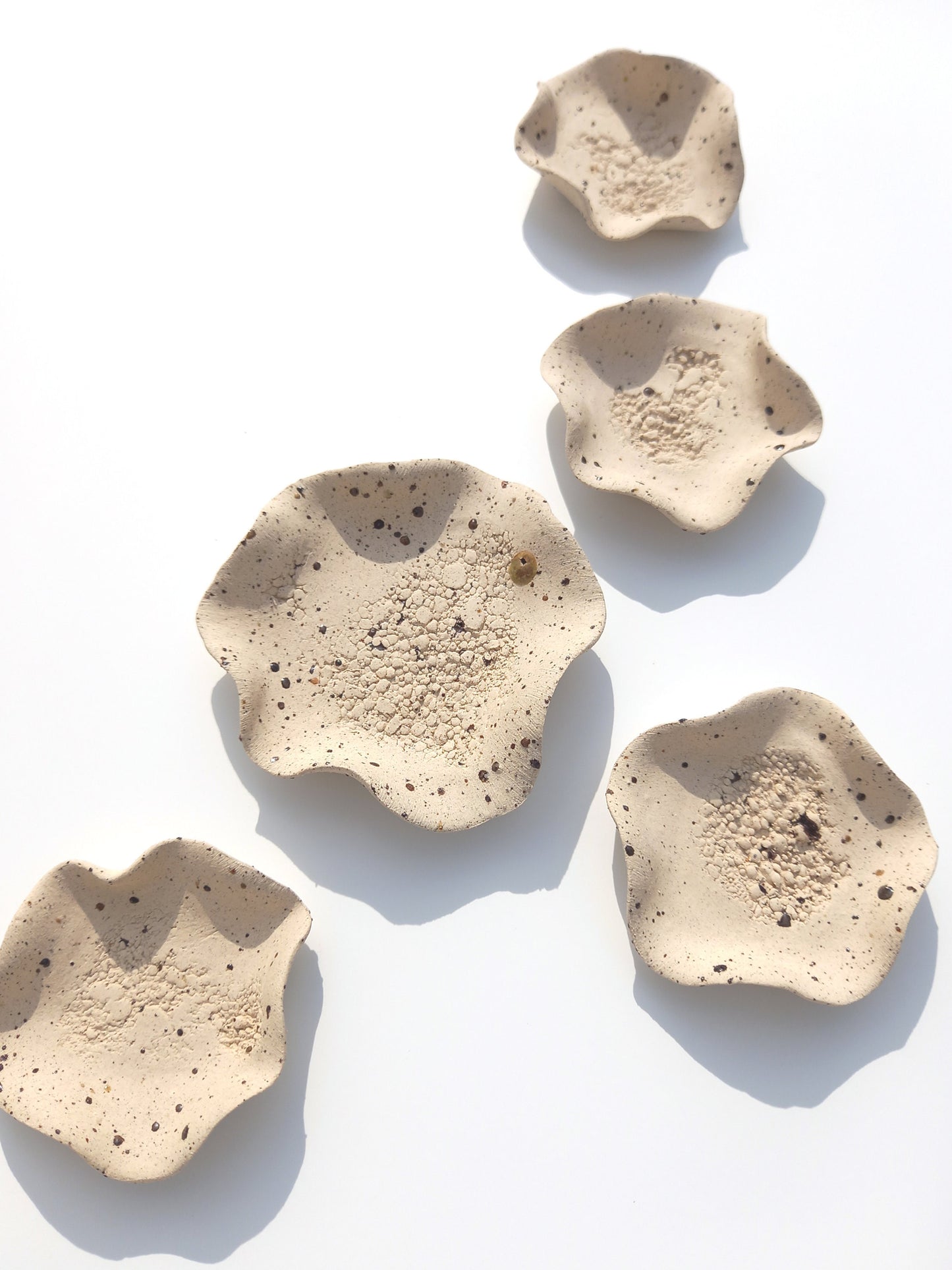 Beige Speckled Stoneware Flower Tiles: Large Ceramic Wall Art (MADE TO ORDER)