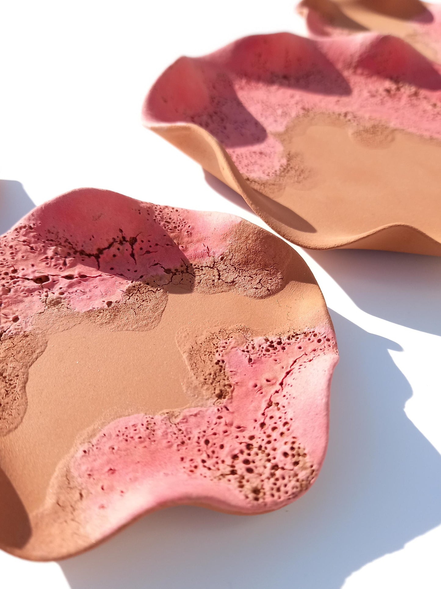 Terracotta Flower Tile Wall Art: Pink Blush Ceramic Sculpture, Made to Order