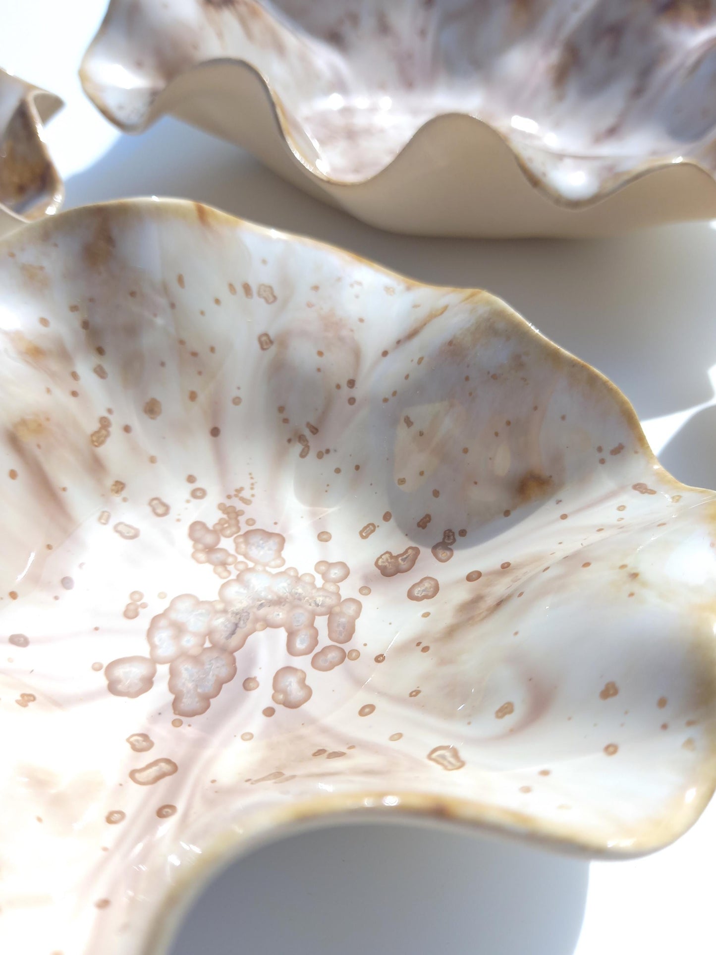 Handmade Beige & Honey Porcelain Wall Art Sculpture Set, Made to Order
