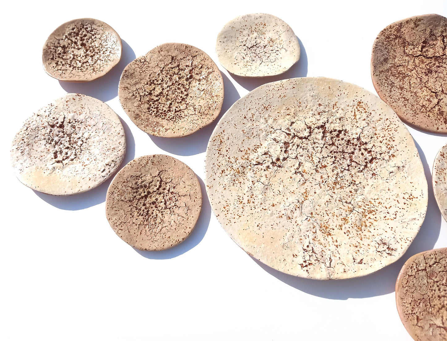 Beige & Cream Glazed Terracotta Wall Art - Ceramic Sculpture - Modern Decorative Tiles - Made to Order