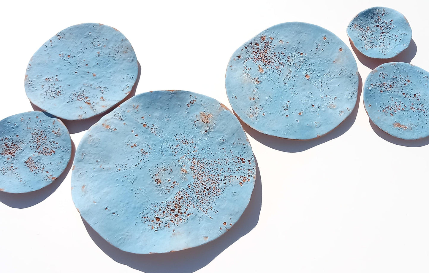 Terracotta Tile Wall Art: Sky Blue Ceramic Sculpture, Made to Order