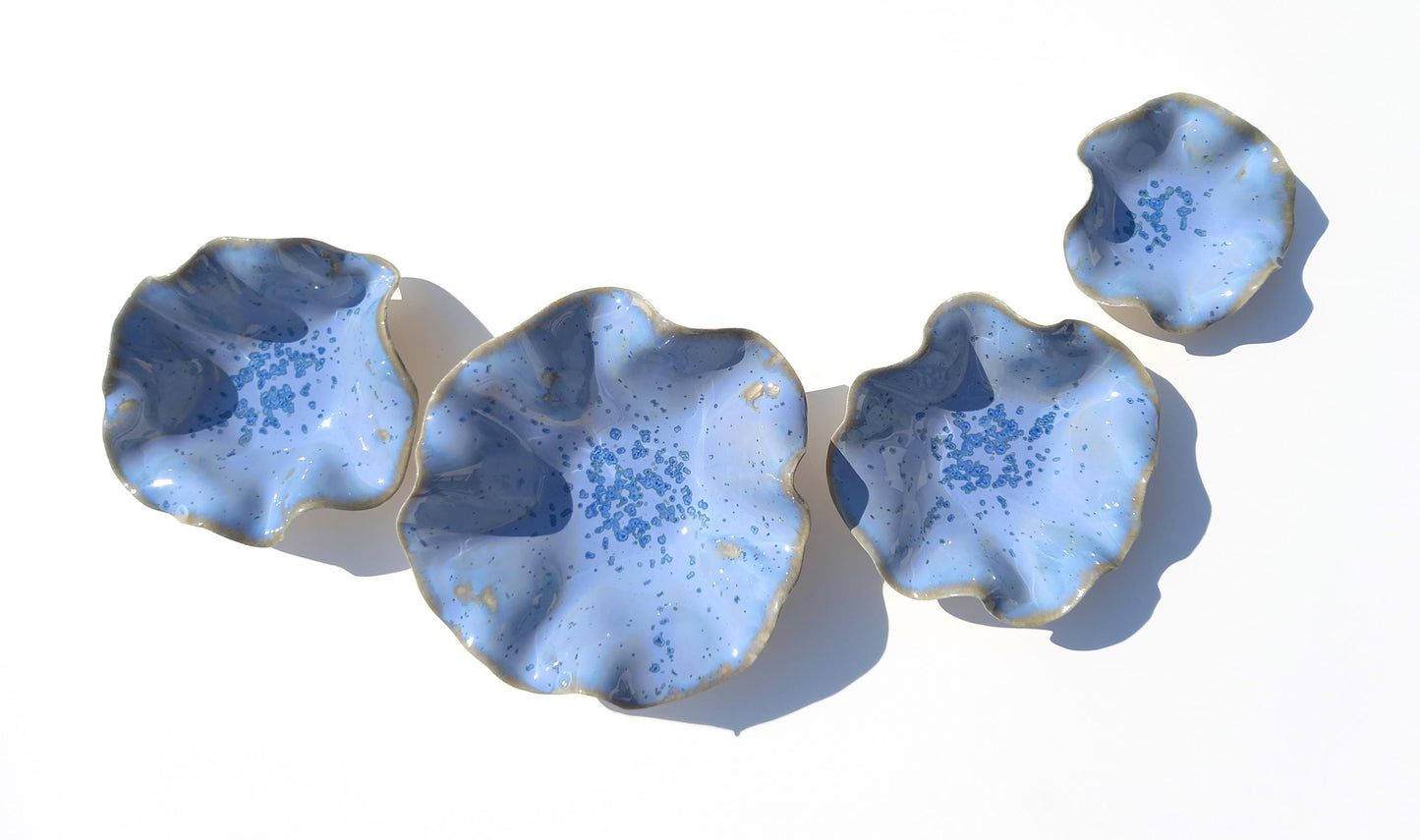 Light Blue Porcelain Wall Art Sculpture Set - Handmade Tulip Ceramic, Made to Order