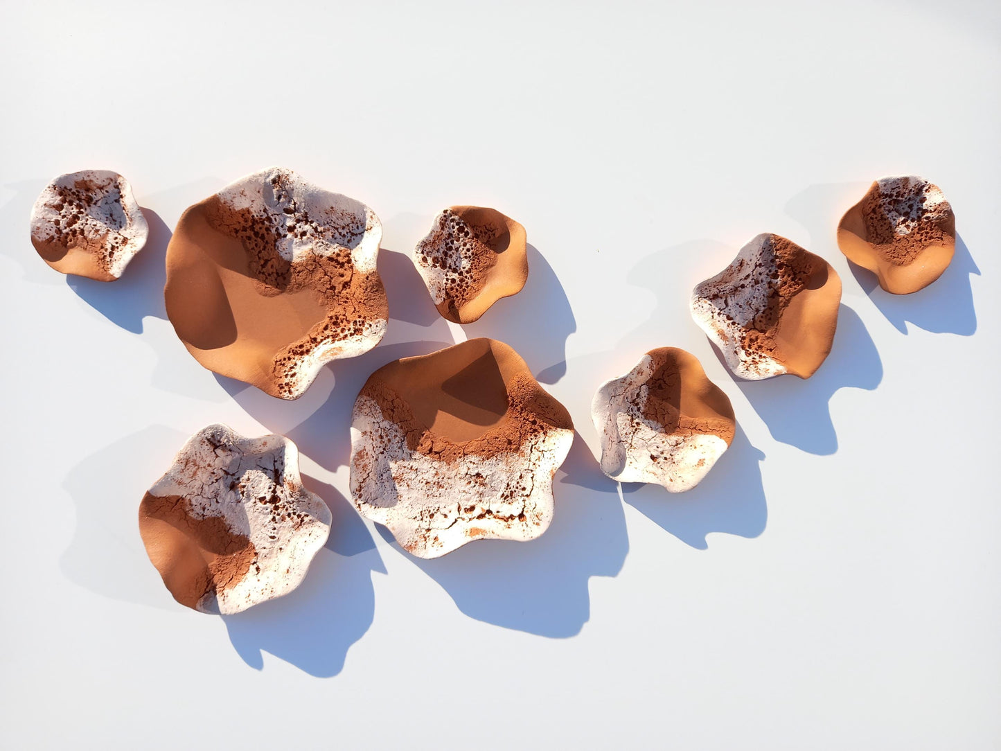 White & Terracotta Flower Wall Art: Large Ceramic Tile Sculpture (MADE TO ORDER)