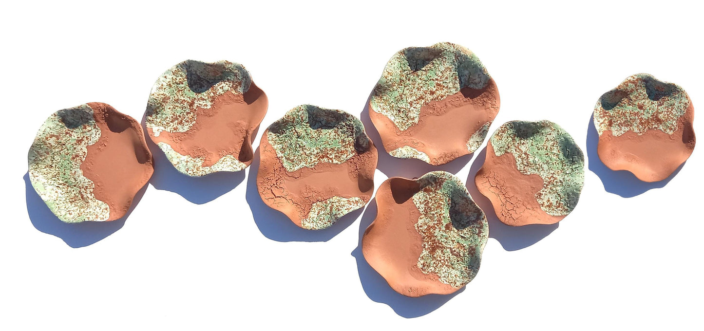 Pistachio Green & Terracotta Wall Art - Ceramic Sculpture - Modern Decorative Tiles - Made to Order