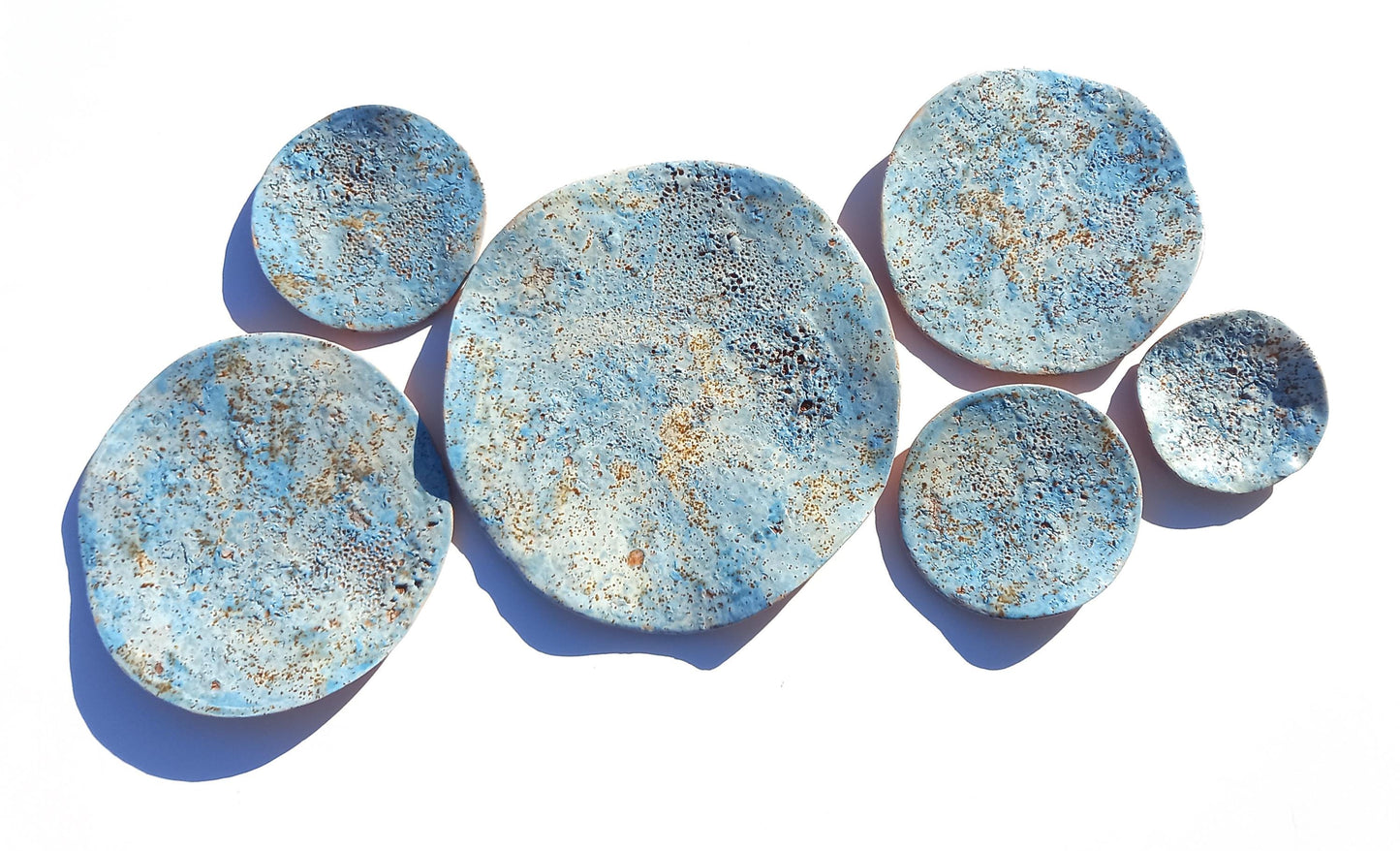 Sky Blue Terracotta Wall Art - Ceramic Wall Sculpture - Modern Decorative Tiles - Made to Order