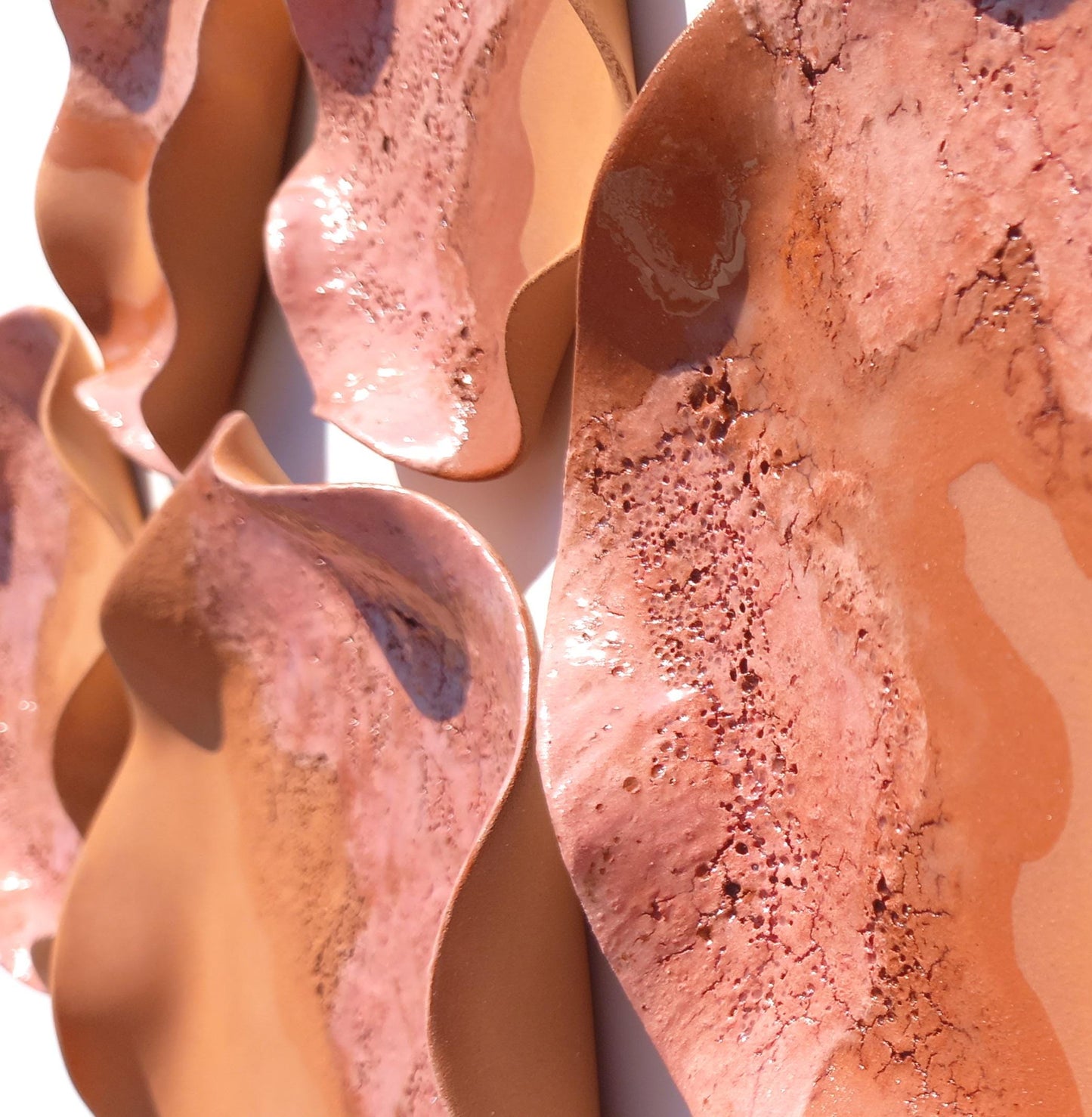 Terracotta Flower Tile Wall Art: Blush Ceramic Sculpture, Made to Order