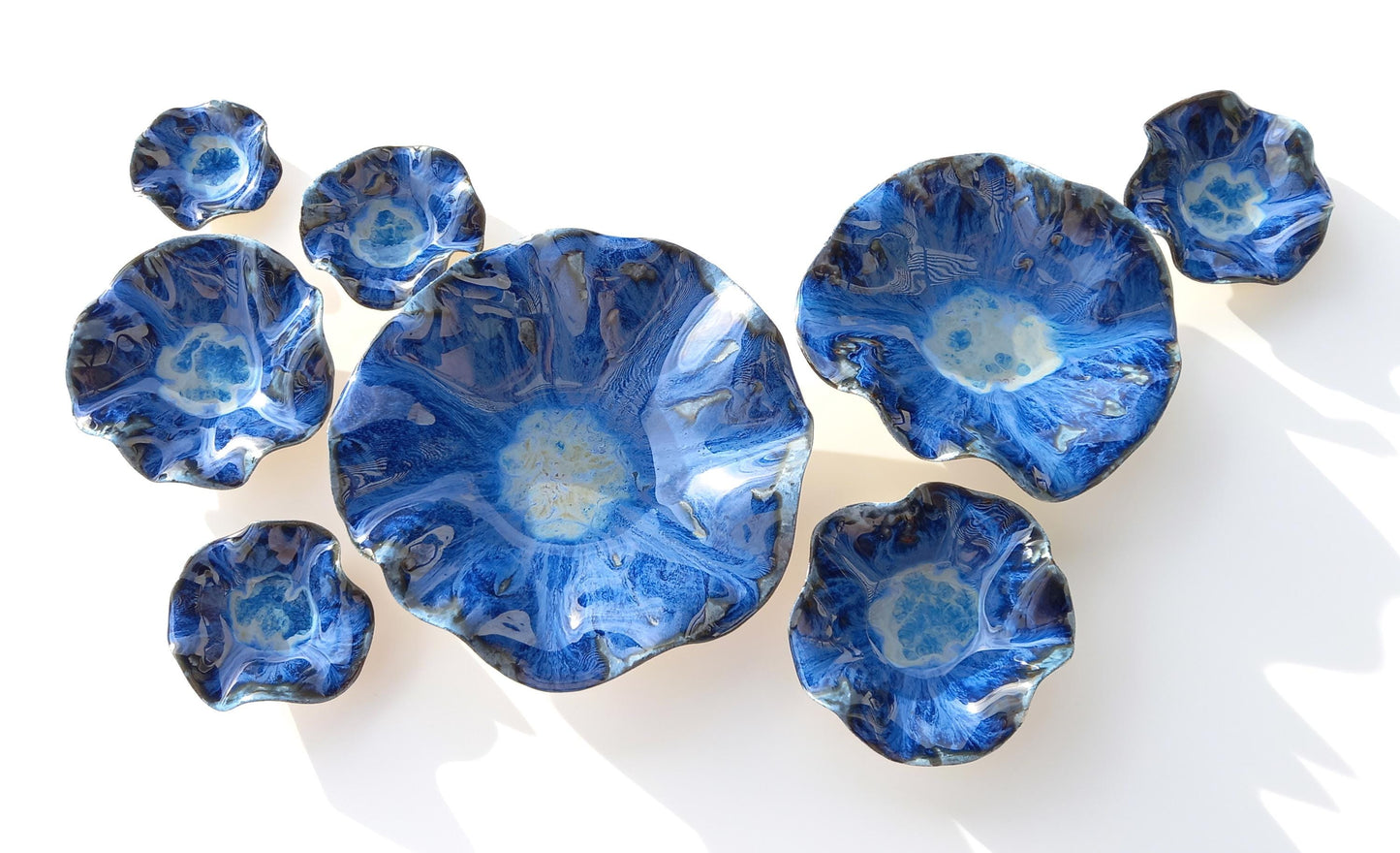 Large Blue Ceramic Wall Art - Fine Art Sculpture - Minimalist Installation - MADE TO ORDER