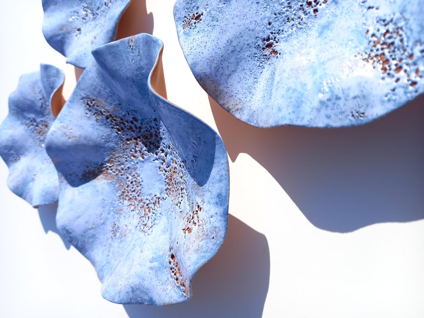 Glazed Terracotta Tile Wall Art: Denim Blue Ceramic Sculpture, Made to Order