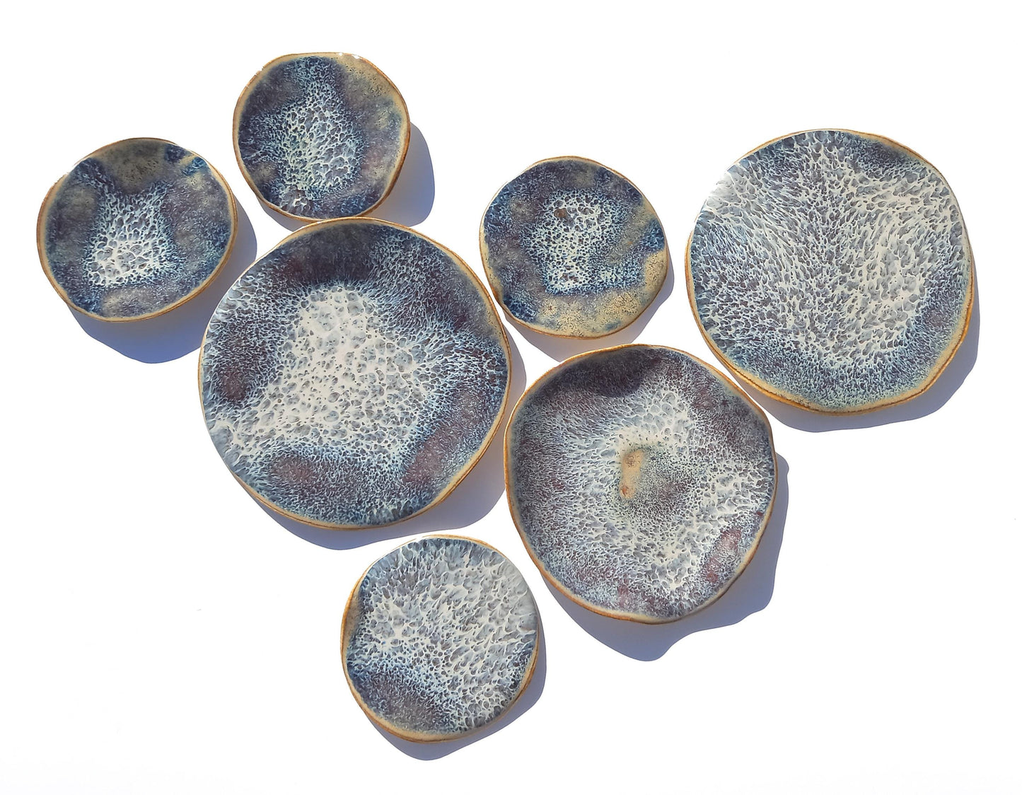 Organic Porcelain Wall Art Tiles - Blue, White & Honey - Made To Order