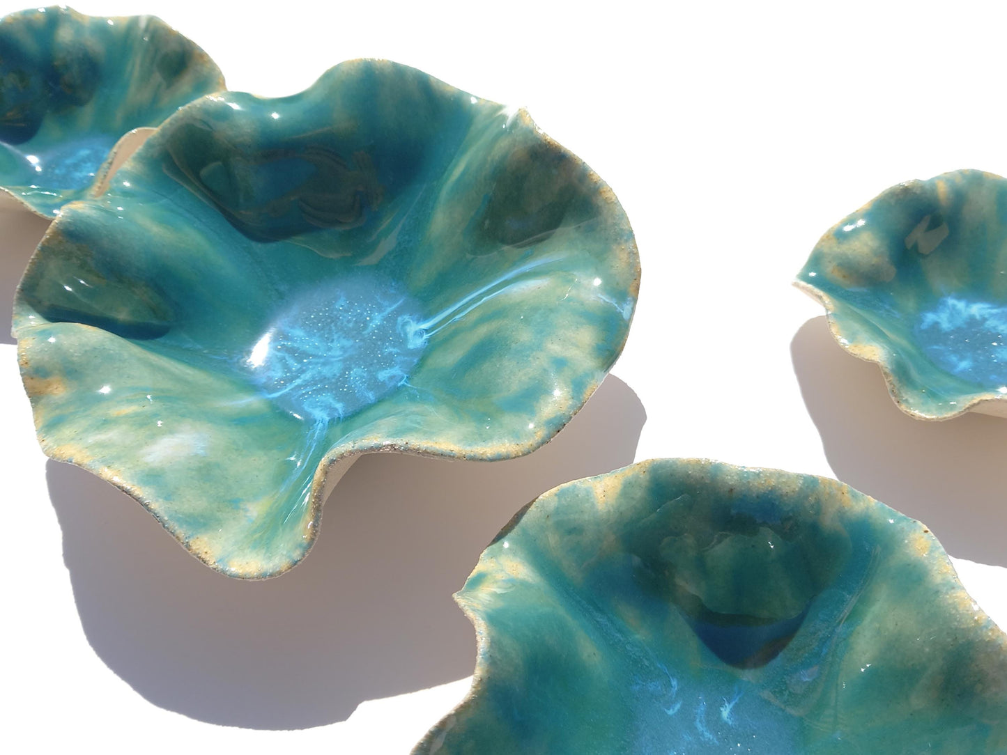 Handmade Ceramic Flower Wall Decor: Light Green & Blue Tulips (Made to Order)