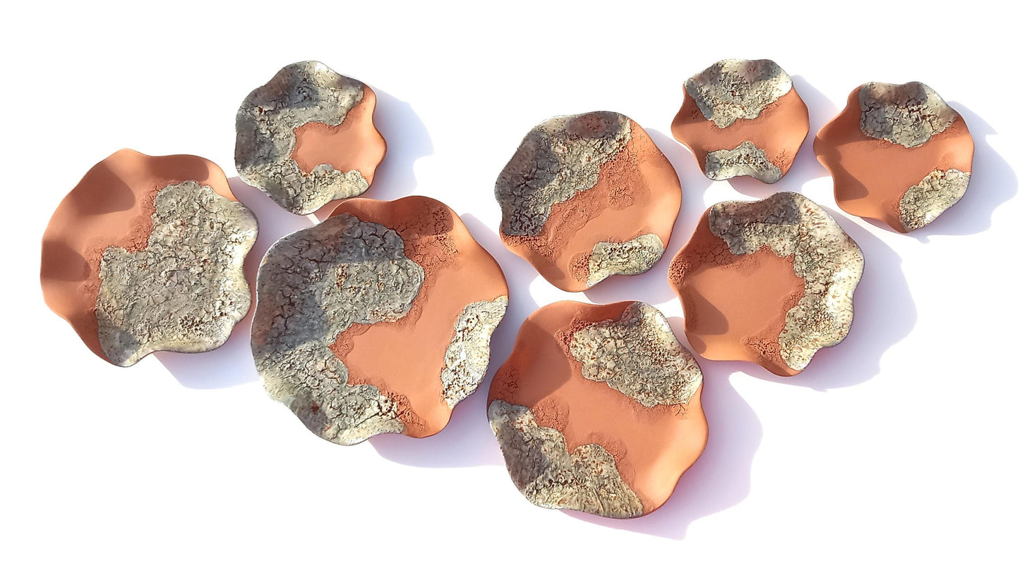 Sage Green and Terracotta Wall Art - Ceramic Sculpture - Modern Decorative Tiles - Made to Order