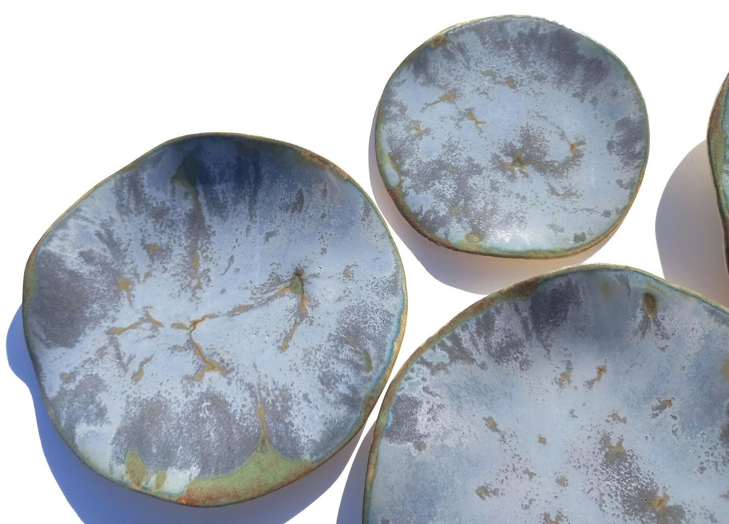 Steel Blue Ceramic Wall Sculpture: Organic Round Porcelain Tile Art, Made to Order