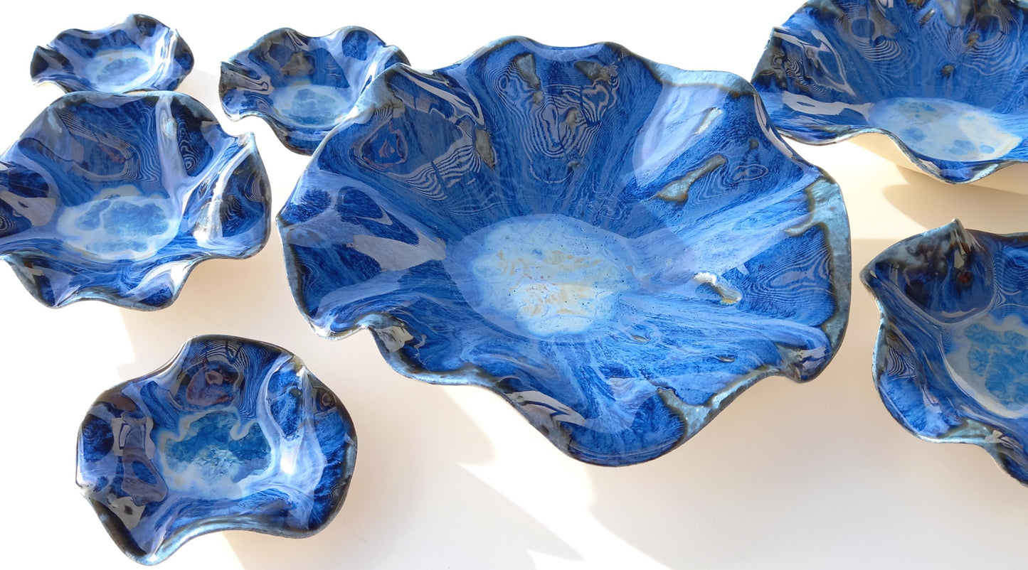 Large Blue Ceramic Wall Art - Fine Art Sculpture - Minimalist Installation - MADE TO ORDER