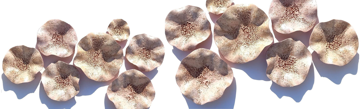 Glazed Terracotta Tile Wall Art: Pink Beige Ceramic Sculpture, Made to Order