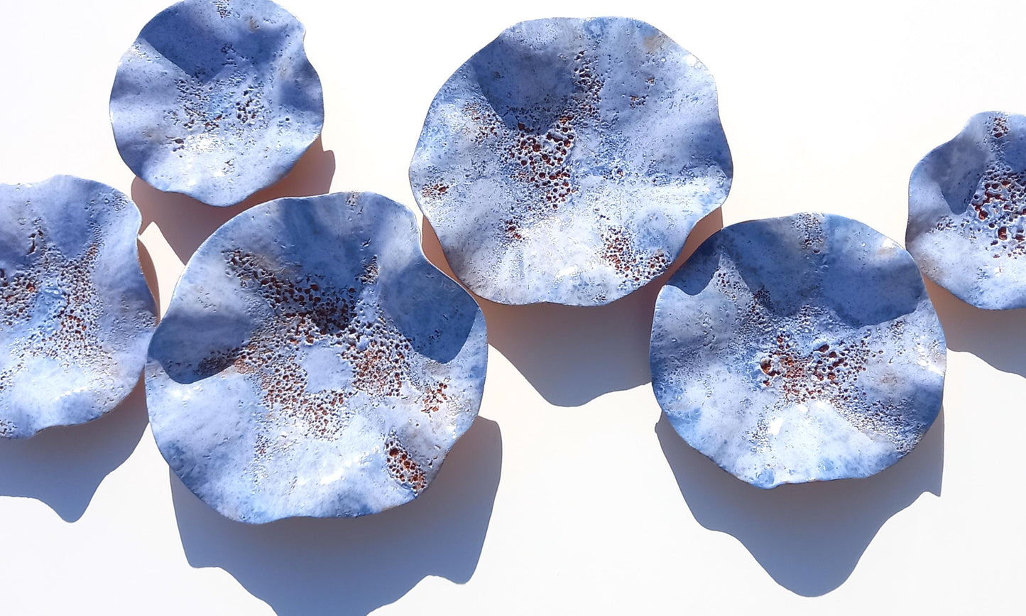 Glazed Terracotta Tile Wall Art: Denim Blue Ceramic Sculpture, Made to Order