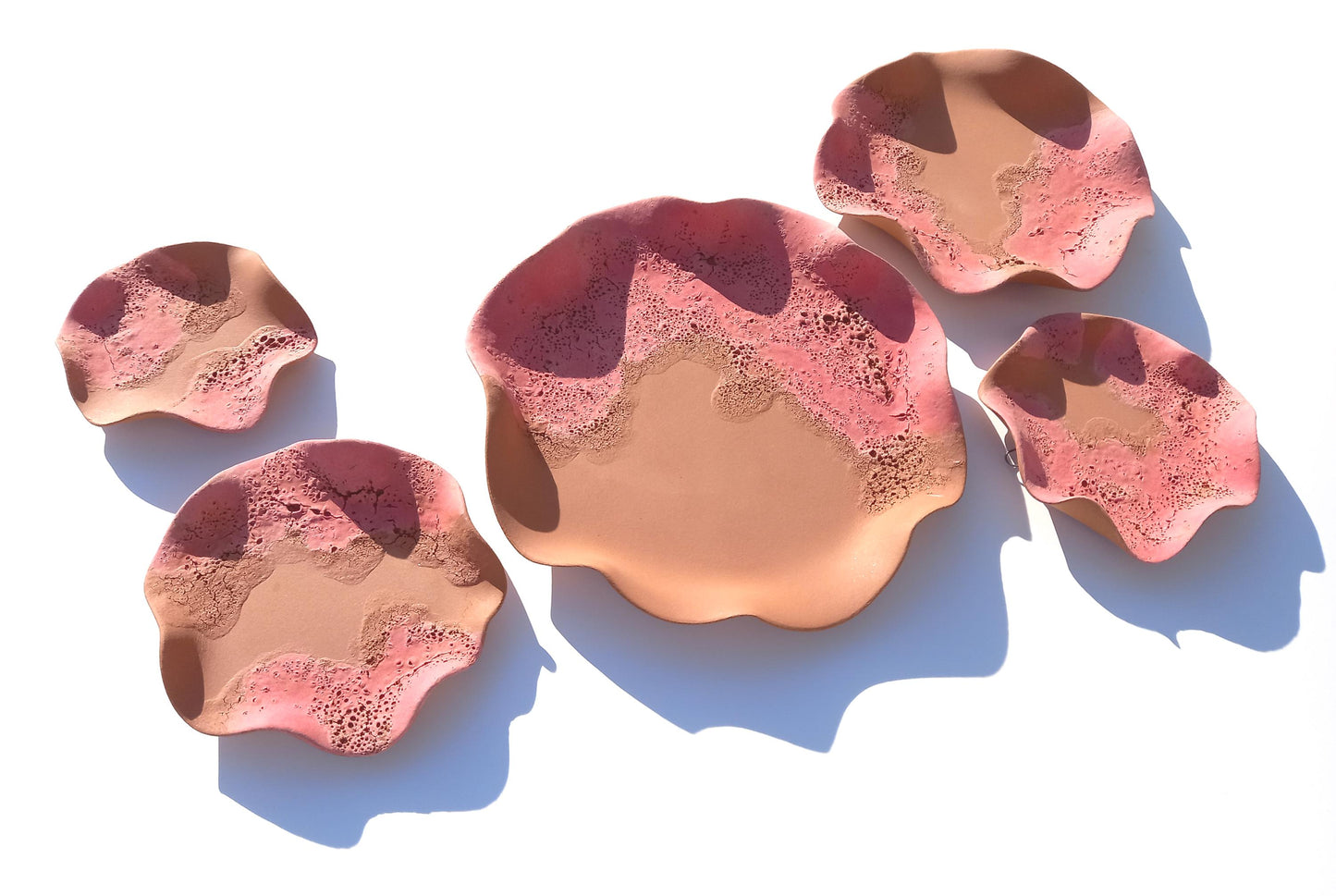 Terracotta Flower Tile Wall Art: Pink Blush Ceramic Sculpture, Made to Order