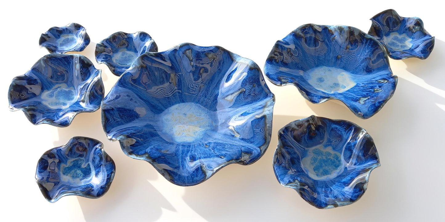 Large Blue Ceramic Wall Art - Fine Art Sculpture - Minimalist Installation - MADE TO ORDER