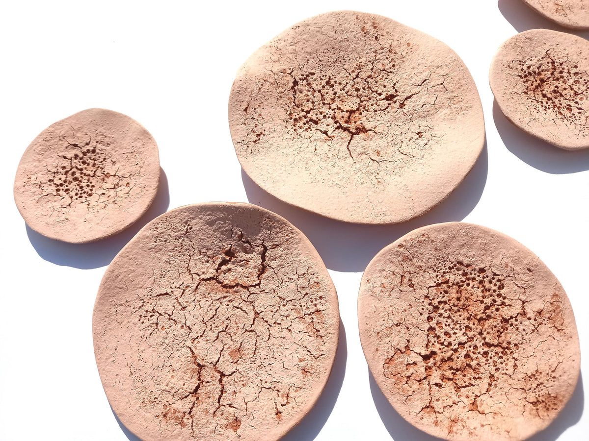Beige Terracotta Wall Art Tiles: Handmade Desert Ceramic Sculpture, Made to Order