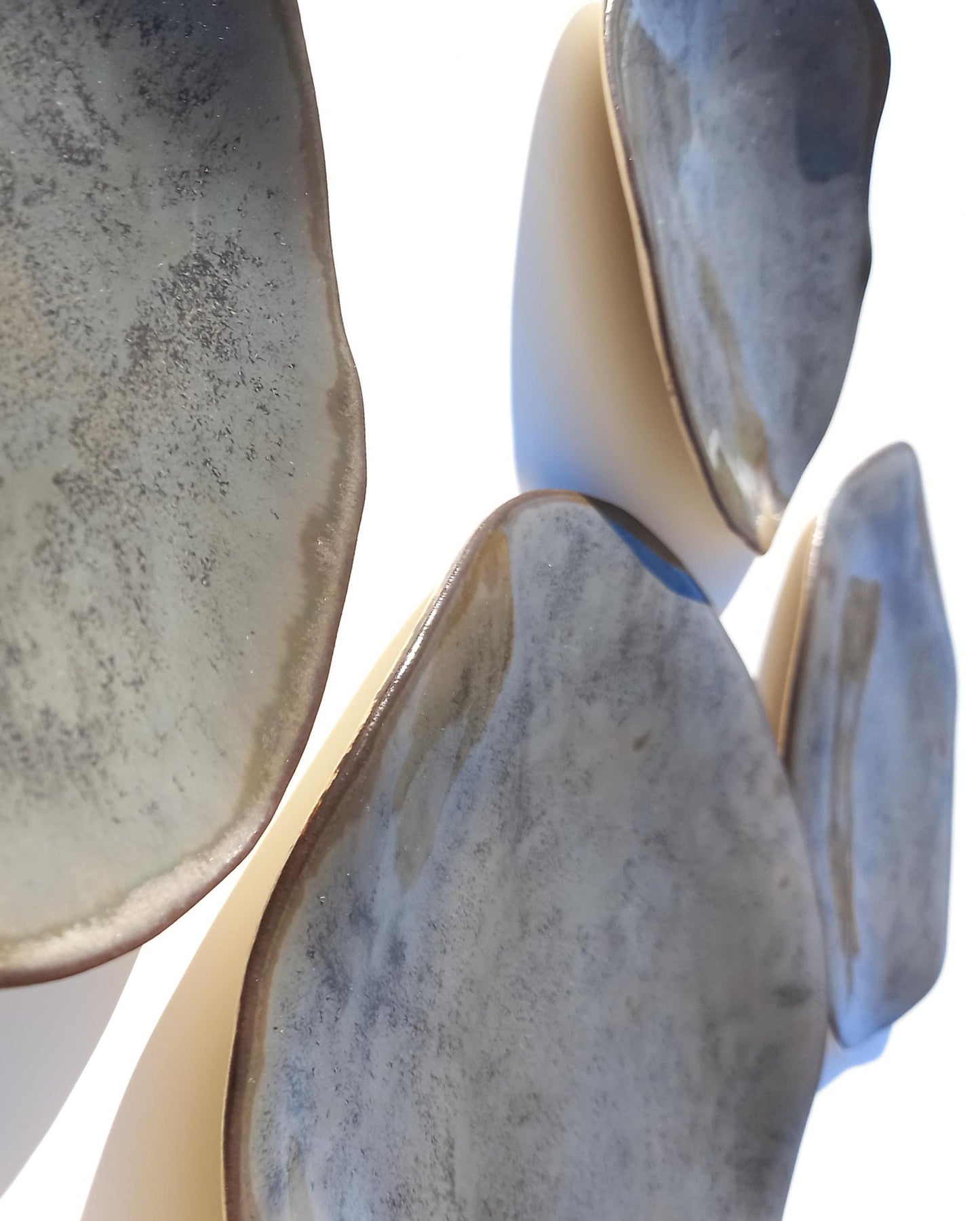 Taupe Gray & Stone Ceramic Wall Sculpture: Organic Round Porcelain Tile Art, Made to Order