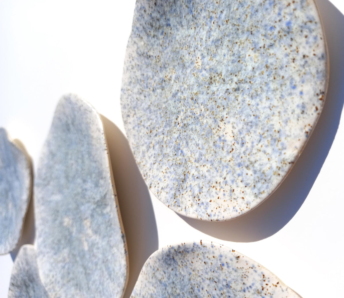 White, Blue & Beige Porcelain Wall Sculpture with Hangers - Organic Art Installation - Made to Order