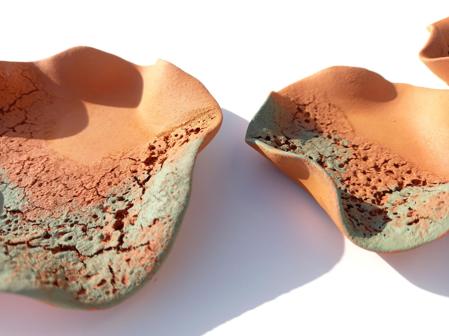 Sage Green and Terracotta Wall Art: Handmade Flower Ceramic Sculpture Set, Made to Order