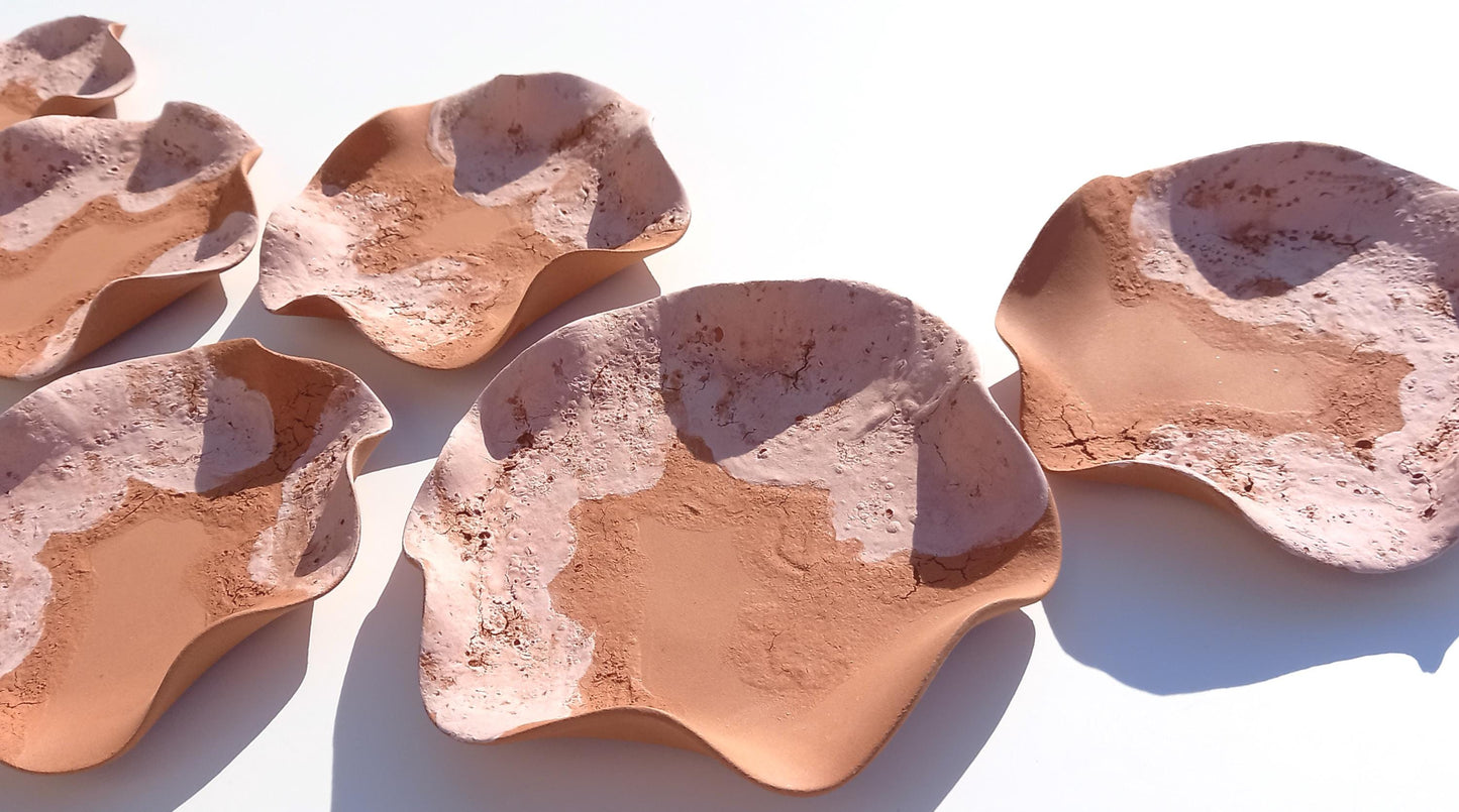 Terracotta Flower Tile Wall Art: Pink Blush Ceramic Sculpture, Made to Order