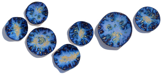 Organic Porcelain Wall Art Tiles - Blue & Honey - Made To Order