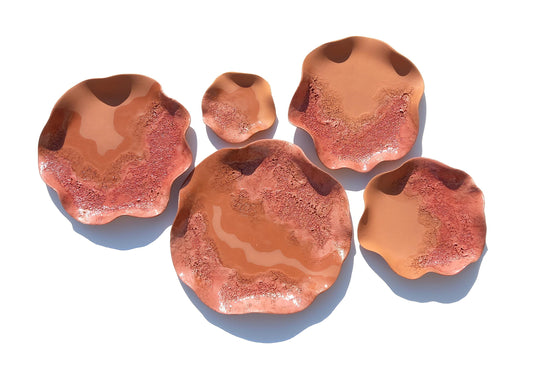 Terracotta Flower Tile Wall Art: Blush Ceramic Sculpture, Made to Order