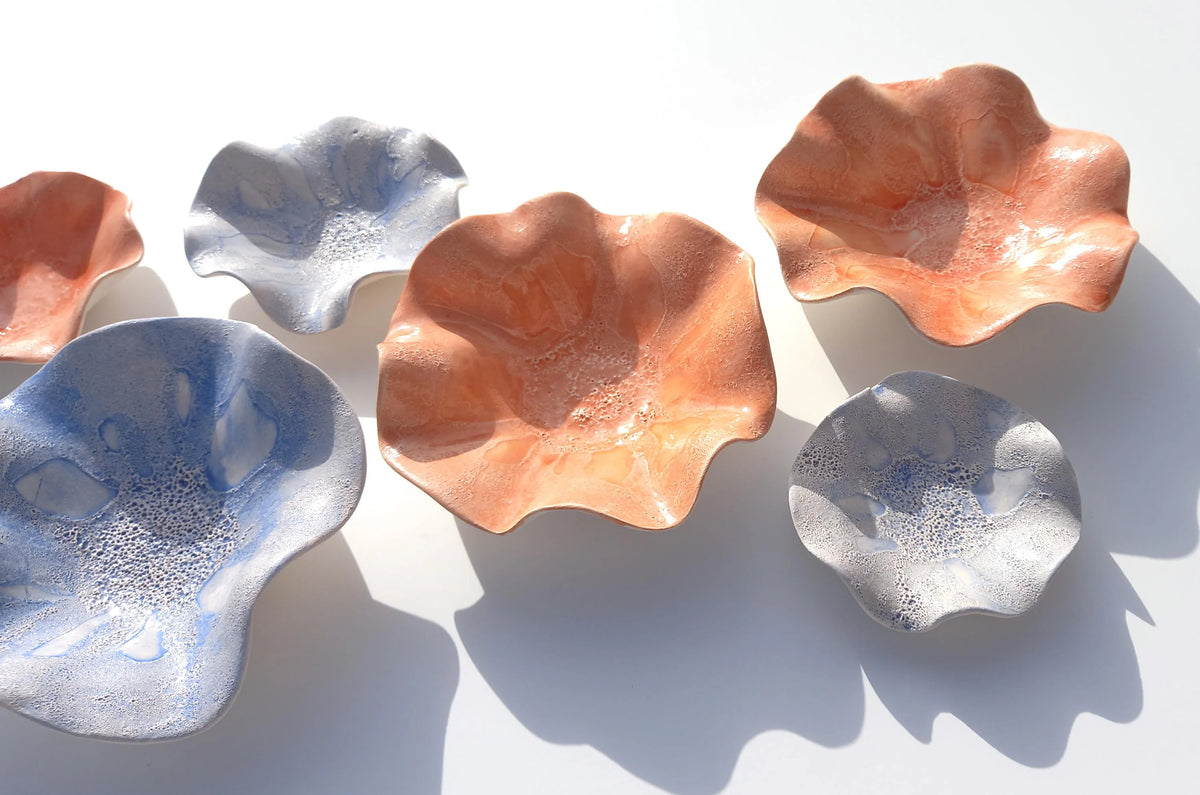Blue & Sunset Orange Ceramic Wall Decor - Fine Art Sculpture - Made to Order